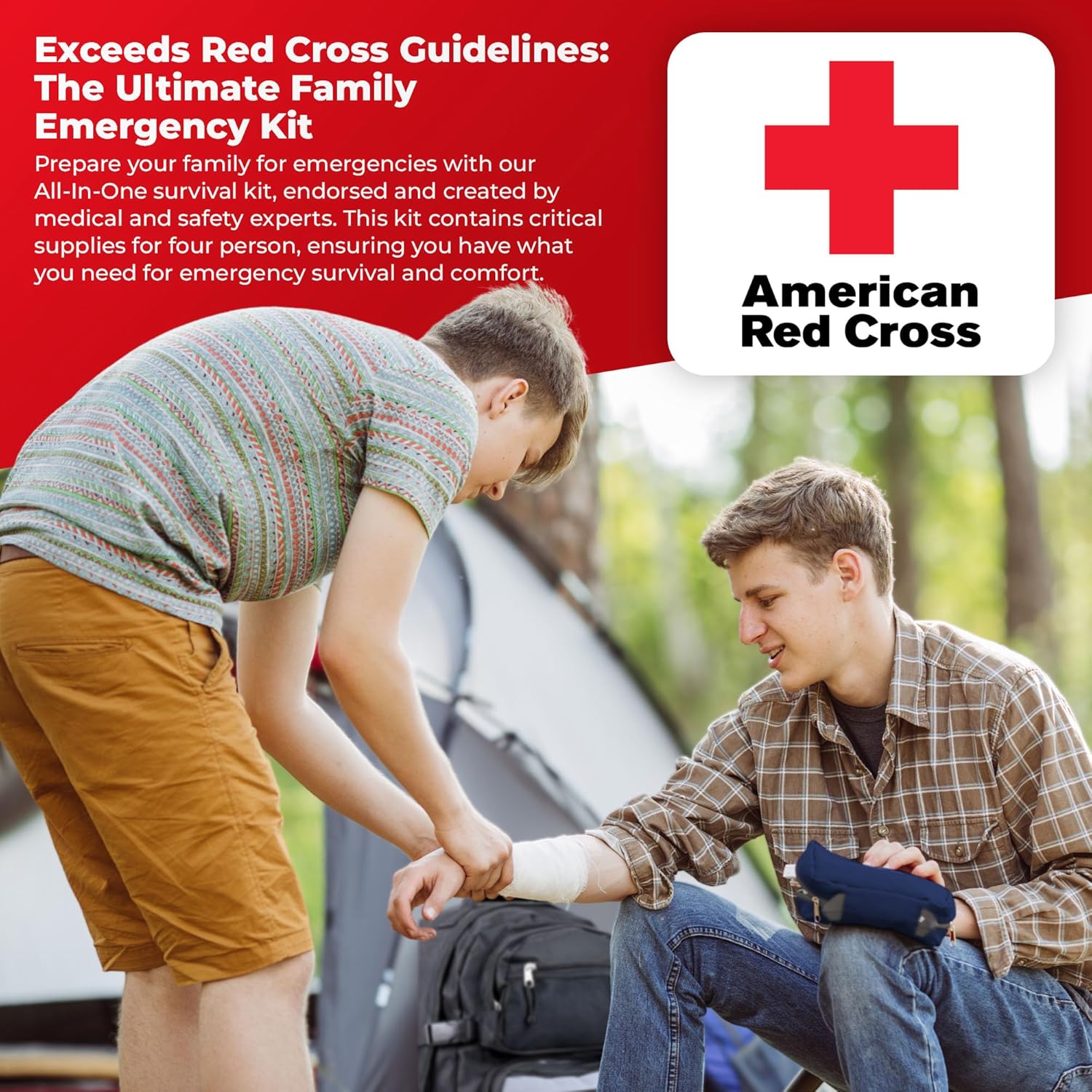 First My Family All-in-One 4 Person, 72 Hour Emergency Survival Kit for Fires, Earthquakes, Hurricanes, Floods