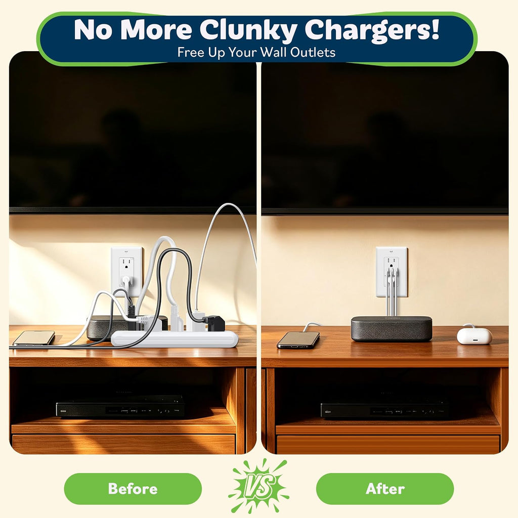 TOPGREENER 4.2A Dual Type A&C USB Wall Outlet, Charging Power Receptacle