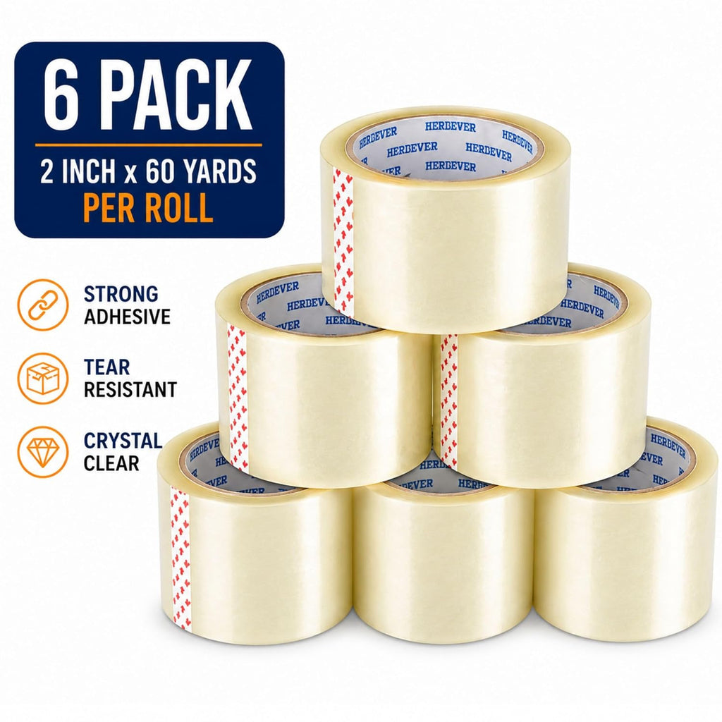 Clear Packing Tape Heavy Duty 2 Inch x 60 Yards per Roll, Strong Shipping & Moving Box Tape, Crystal Clear Carton