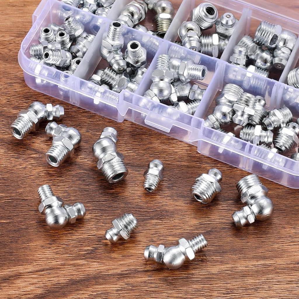 60 Pcs Metric Grease Fittings Kit, Hydraulic Zerk Assortment