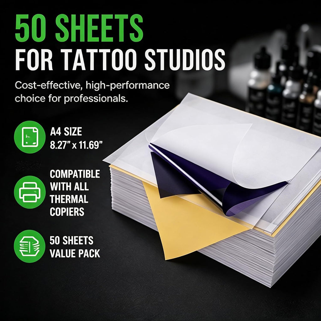 Tattoo Transfer Paper, 50 Sheets Stencil Transfer Paper for Tattooing, A4 Size Thermal Stencil Paper for Tattoo