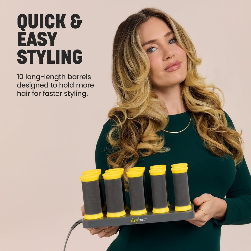 Drybar The Roller Club Curling Hot Rollers | 10 Rollers, 2 Sizes, Heats-Up Fast, Gentle on Hair, Reduces Frizz, Adds