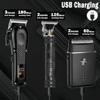 3-in-1 Hair Clippers for Men with LED, Beard Trimmer & Foil Shaver