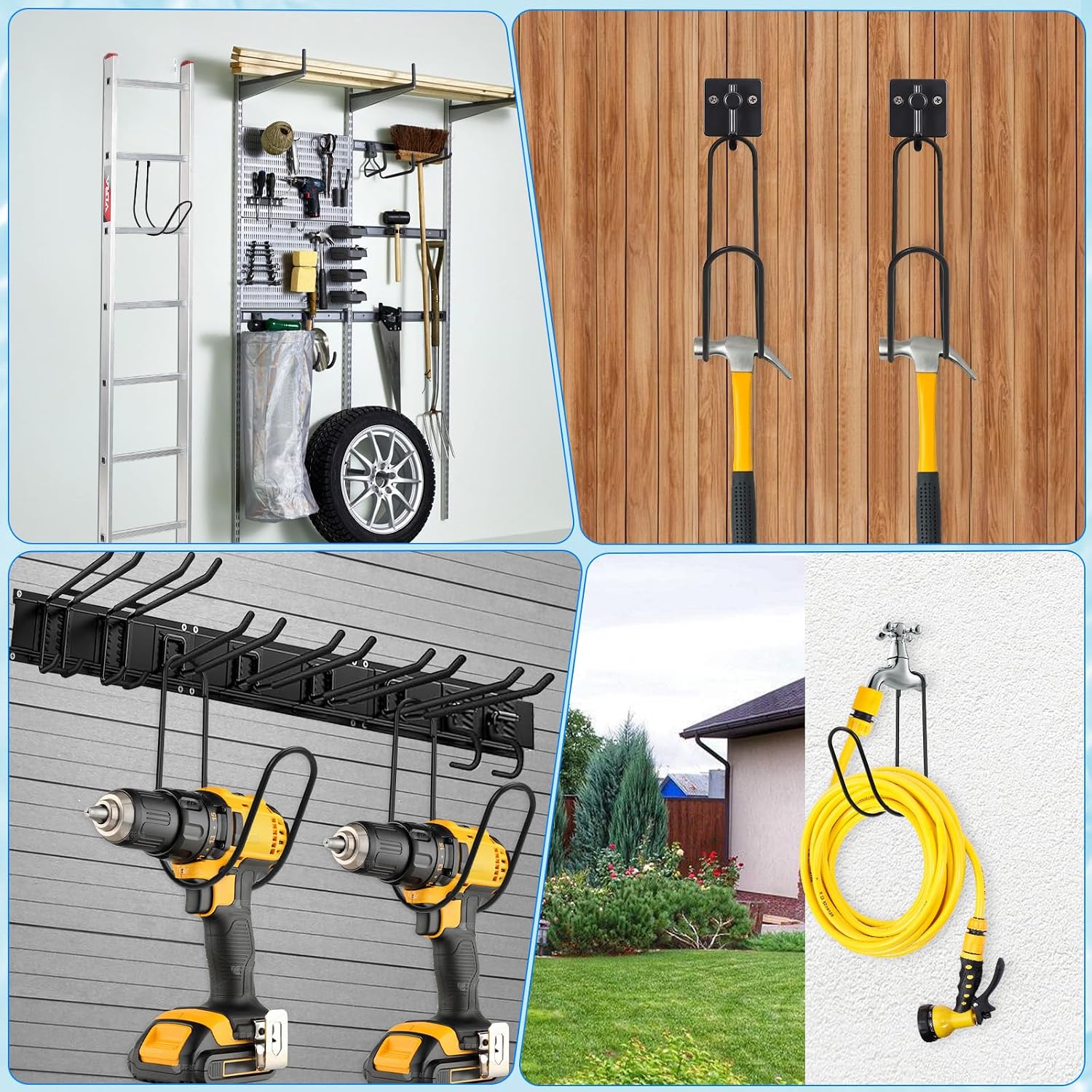 Garden Hose Holder Water Hose Hanger Wall Mounted,304Stainless Steel Solid Hose Hook Holds Up to 50Ft Garden Hose