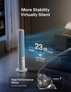 40-Inch Oscillating Tower Fan with Remote for Bedroom, White