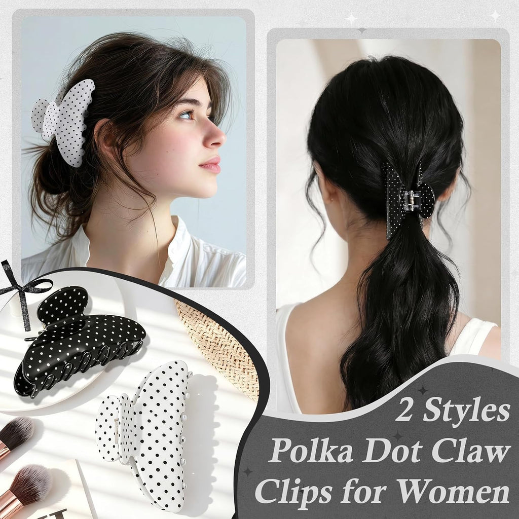 28 Pcs Polka Dot Hair Accessories Kit for Women Includes Fashion Headband, Elastic Band, Claw Clip, Mental Clips