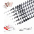Metallic Nail Art Brushes, 6Pcs Non-slip Liner Brushes Set, Silver