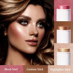 Face Sticks Trio, Blush, Highlighter & Contour Stick for Face Makeup
