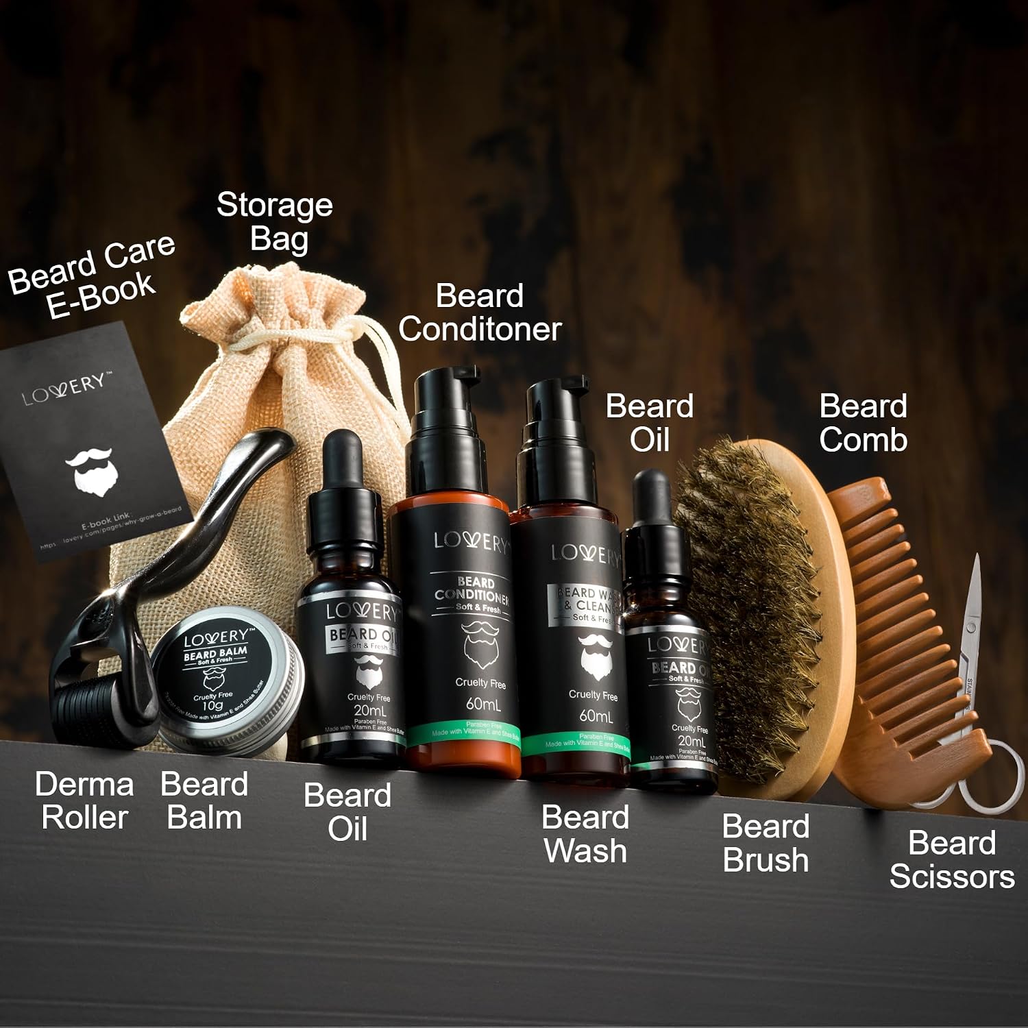Gifts for Men Beard Grooming Kit, Holiday Gift Beard Kit Set with Beard Oil, Balm, Wash, Brush, Comb & More, Mens