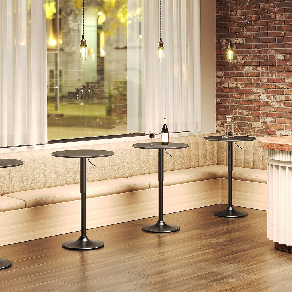 Bar Table, Height-Adjustable Round Pub Table 27-35.4 Inches, Cocktail Table with Sturdy Base, Modern Style, Easy to
