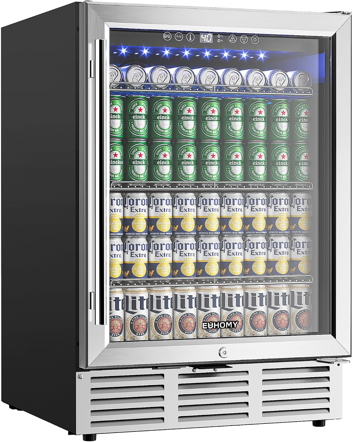 24 Inch Beverage Refrigerator, 180 Can Under Counter Refrigerator