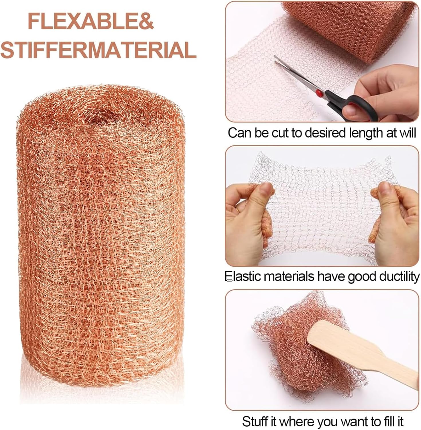 Copper Mesh Rodent Control, 5 in x 50ft Copper Wool for Mice, Rats & Bats | Premium Copper Mesh Roll for Weep Holes