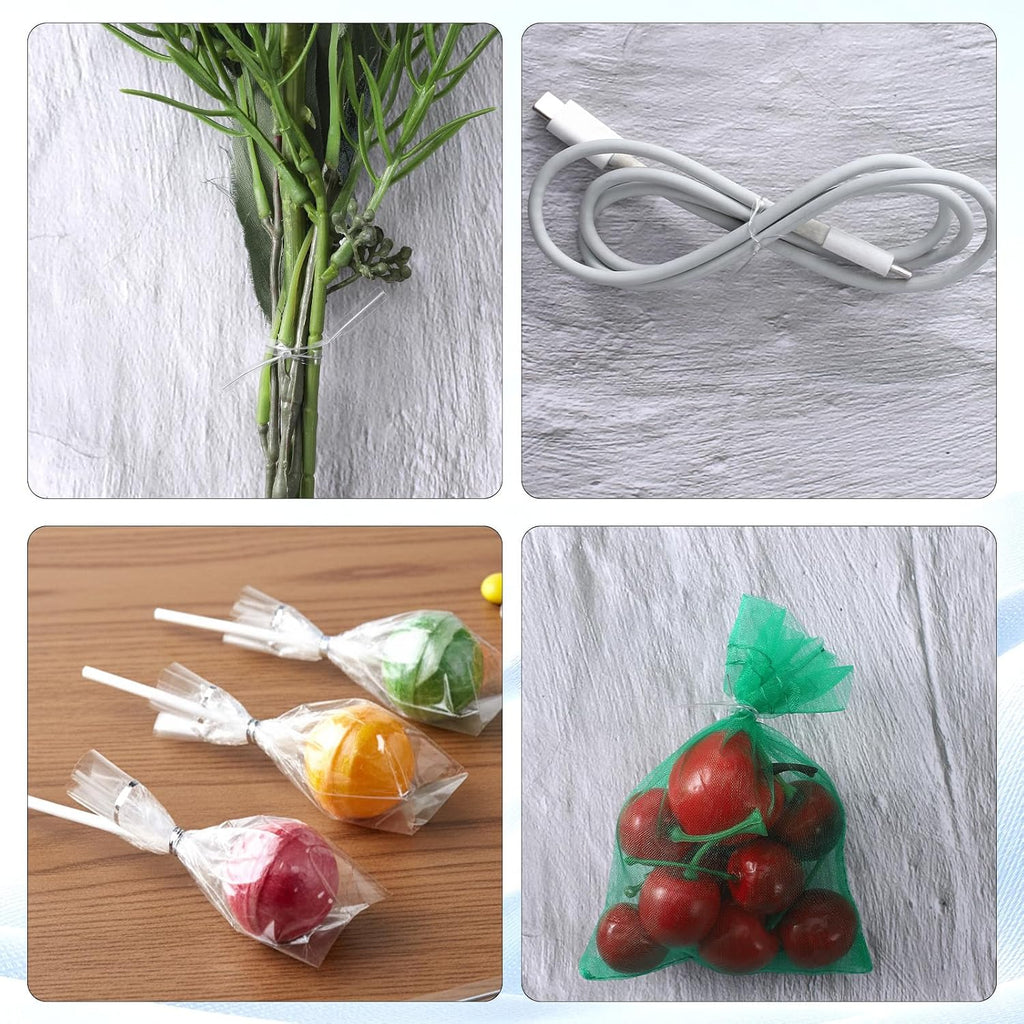 1000 Pcs Clear Twist Ties, 4 Inch Metal Wire Twists Tie Reusable Plastic Twist Ties for Plastic Bags Bread Coffee