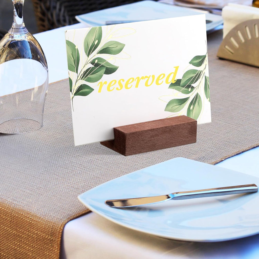 12 Pcs Wood Place Card Holders Wooden Table Number Holder Stands Name Card for Wedding Party Events Exhibition