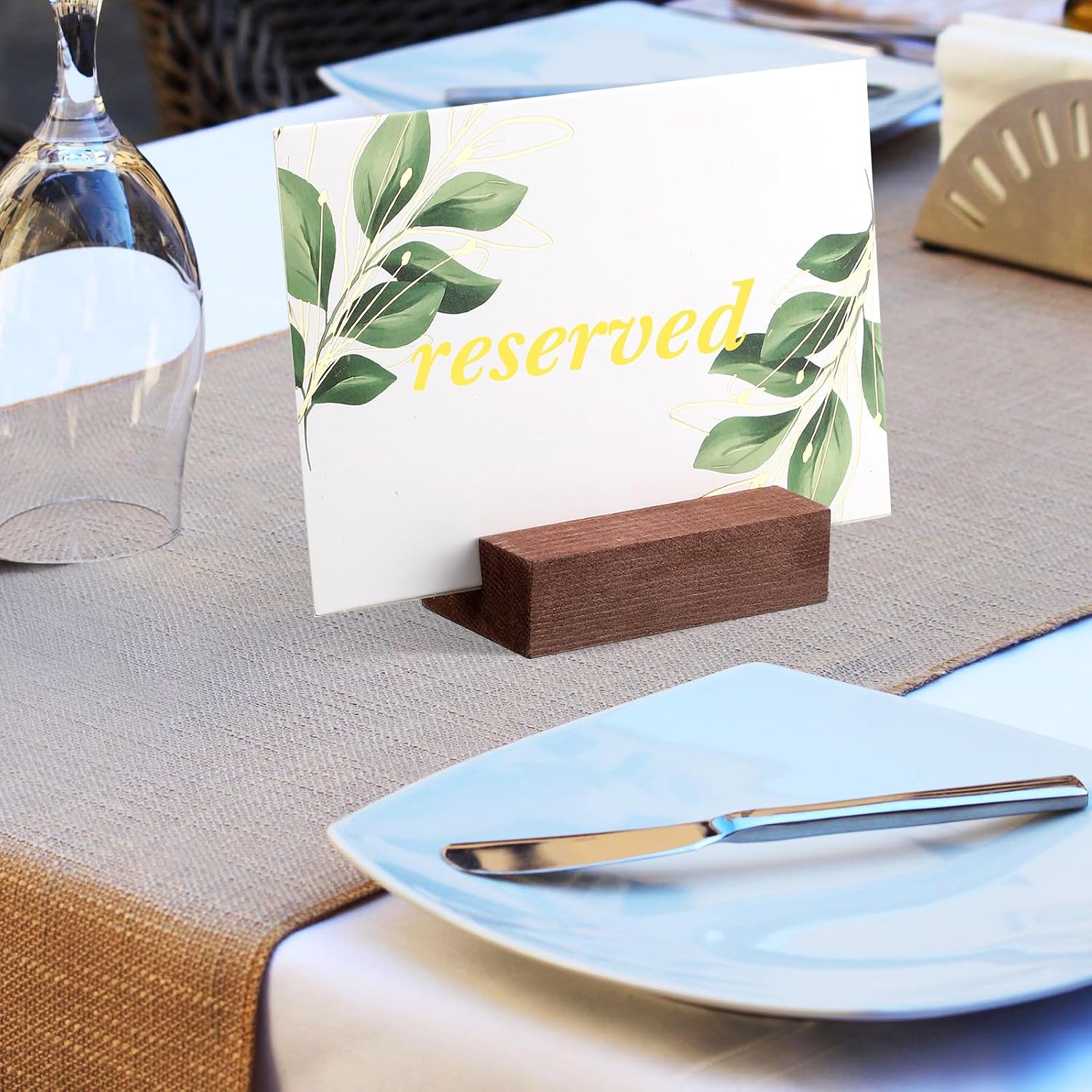 12 Pcs Wood Place Card Holders Wooden Table Number Holder Stands Name Card for Wedding Party Events Exhibition