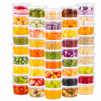 60 Sets 12 oz Deli Containers with Lids, Leakproof & Airtight BPA Free Takeout Plastic Food Storage Containers for