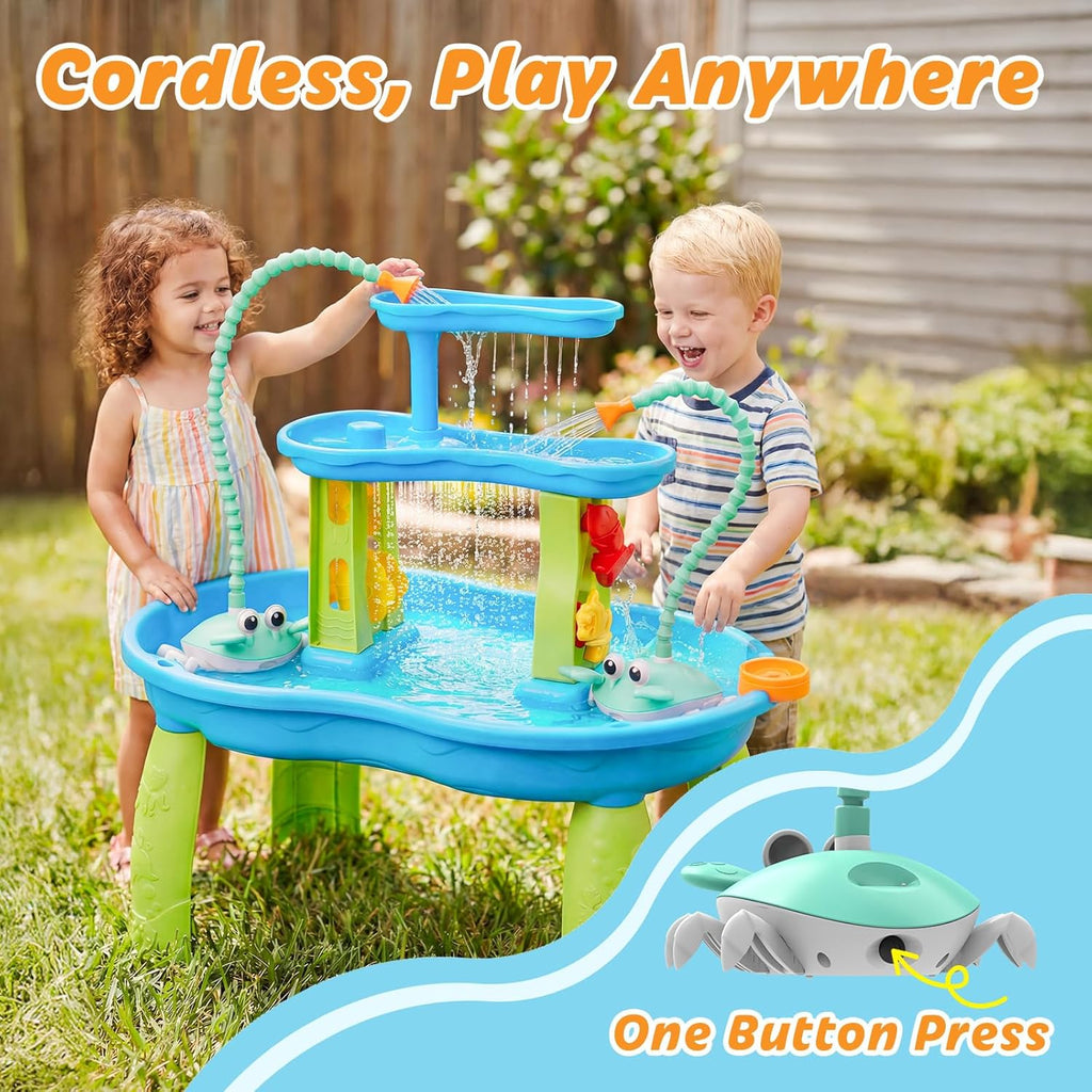 Water Table Pump, 5400mAh Rechargeable Crab Water Pump Toy for Kids age 1-3 with 8Hrs Play time, IP67 Waterproof, 3