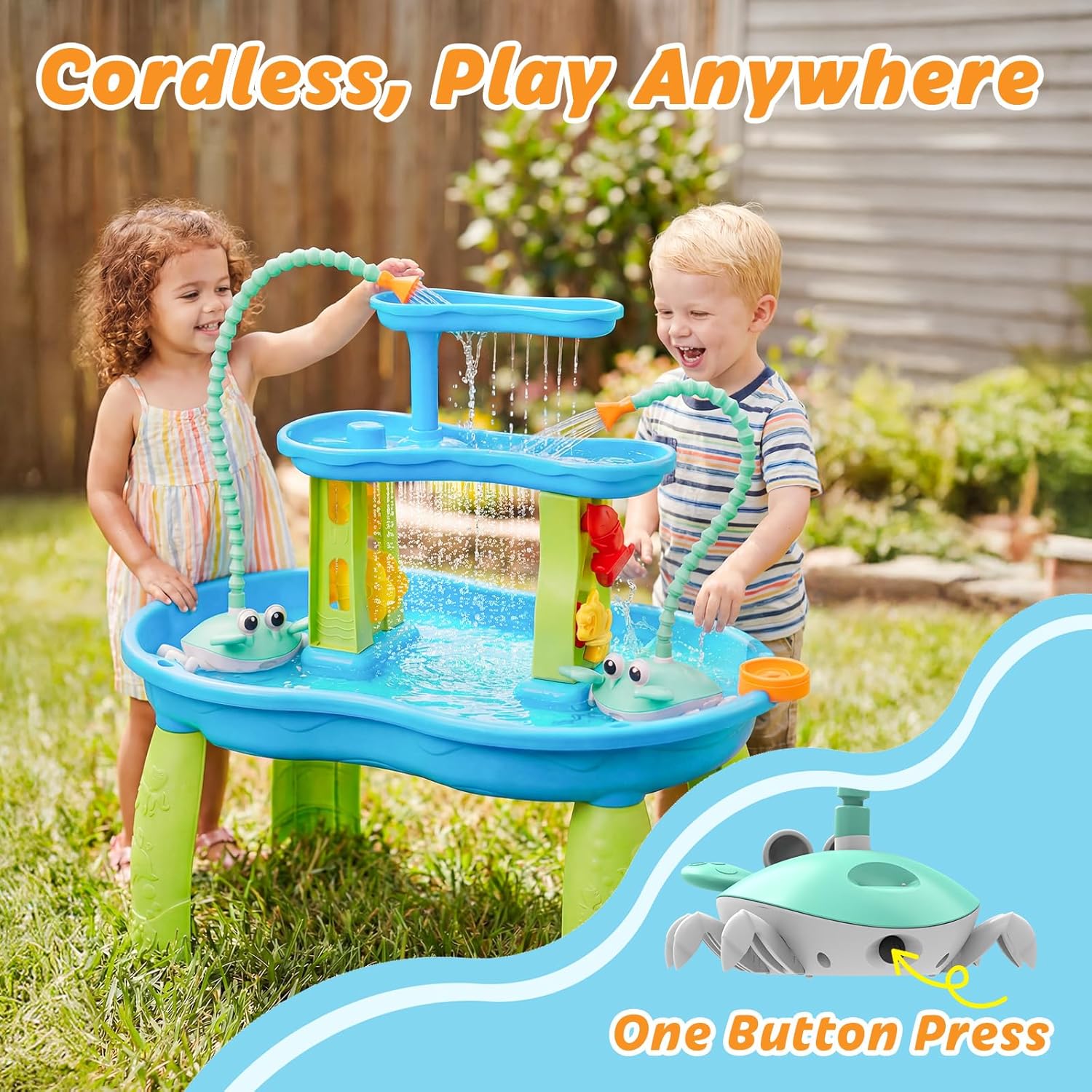 Water Table Pump, 5400mAh Rechargeable Crab Water Pump Toy for Kids age 1-3 with 8Hrs Play time, IP67 Waterproof, 3