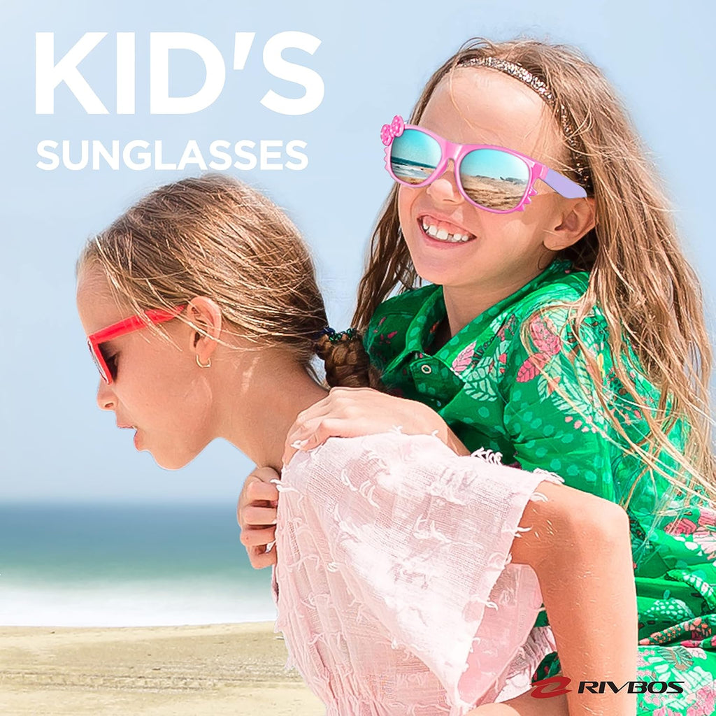 Kids Sunglasses for Girls Boys with Strap Polarized UV Protection Flexible Rubber Shades RBK002