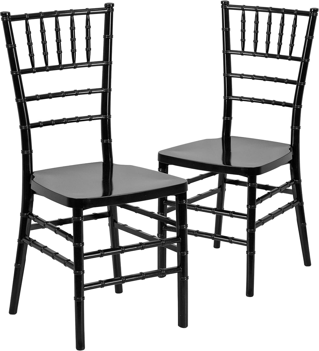 Hercules Stacking Resin Chiavari Chair, Black, 2-Pack