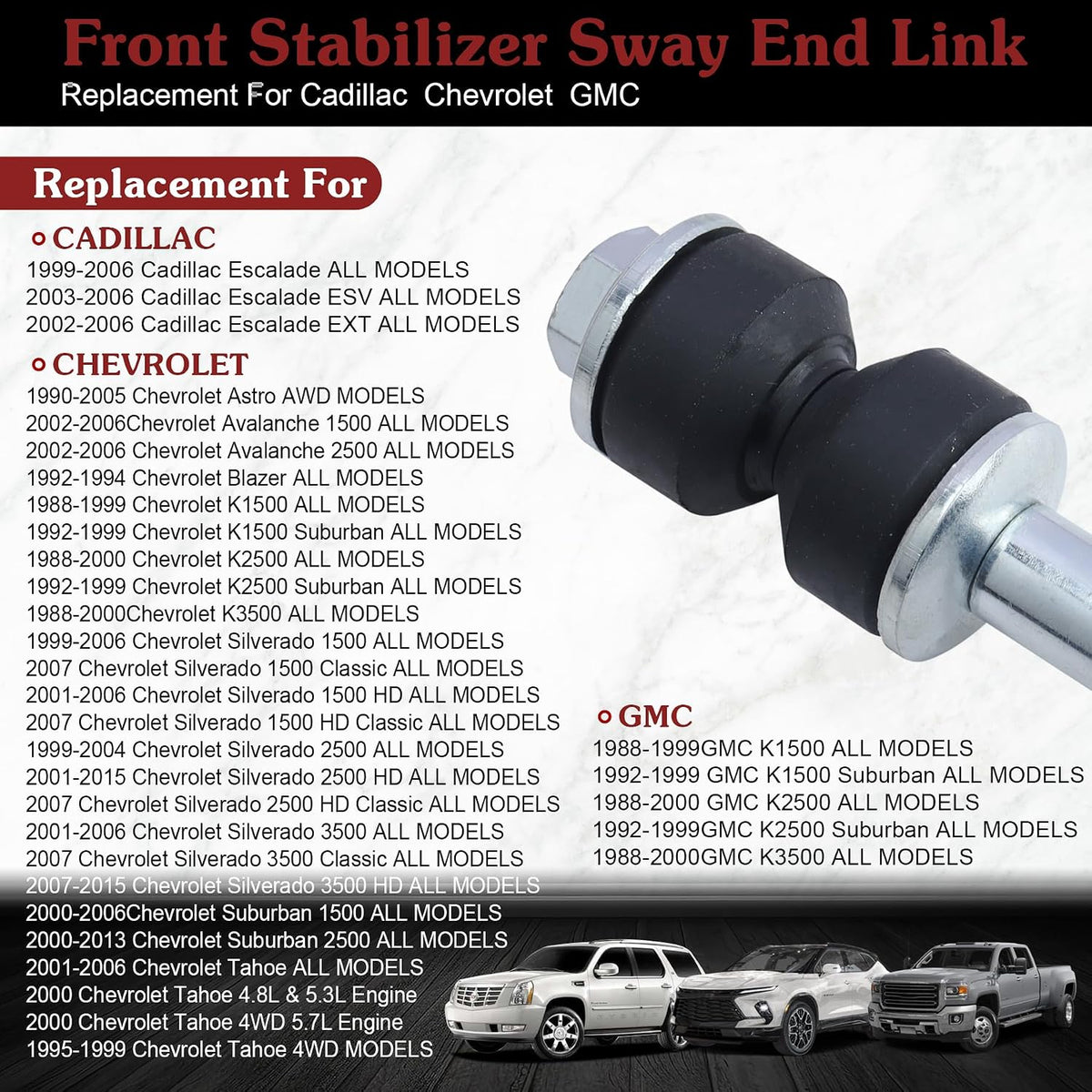 2*K80631 Sway Bar Link Front - Stop Clunking Noise & Body Rol