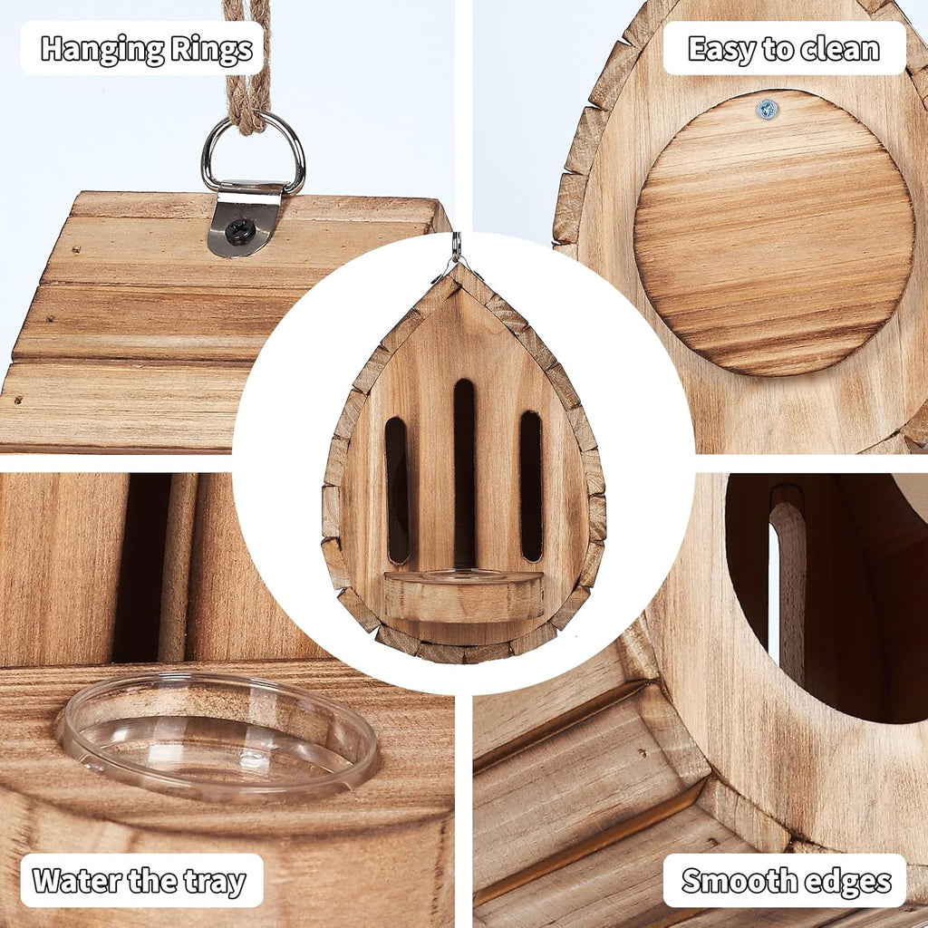 Butterfly House Butterfly Habitat Garden - Wooden Butterfies Houses with Feeder Hanging Garden Decoration Natural