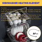 Emptty Dishwasher Replacement Part Replacement for Whirl-pool Replacement for Ken-more - Include Dishwasher Heating Element & Dishwasher High Limit Thermostat