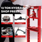 Garvee 12 Ton Hydraulic h-Frame Press with Adjustable Worktable & Plates