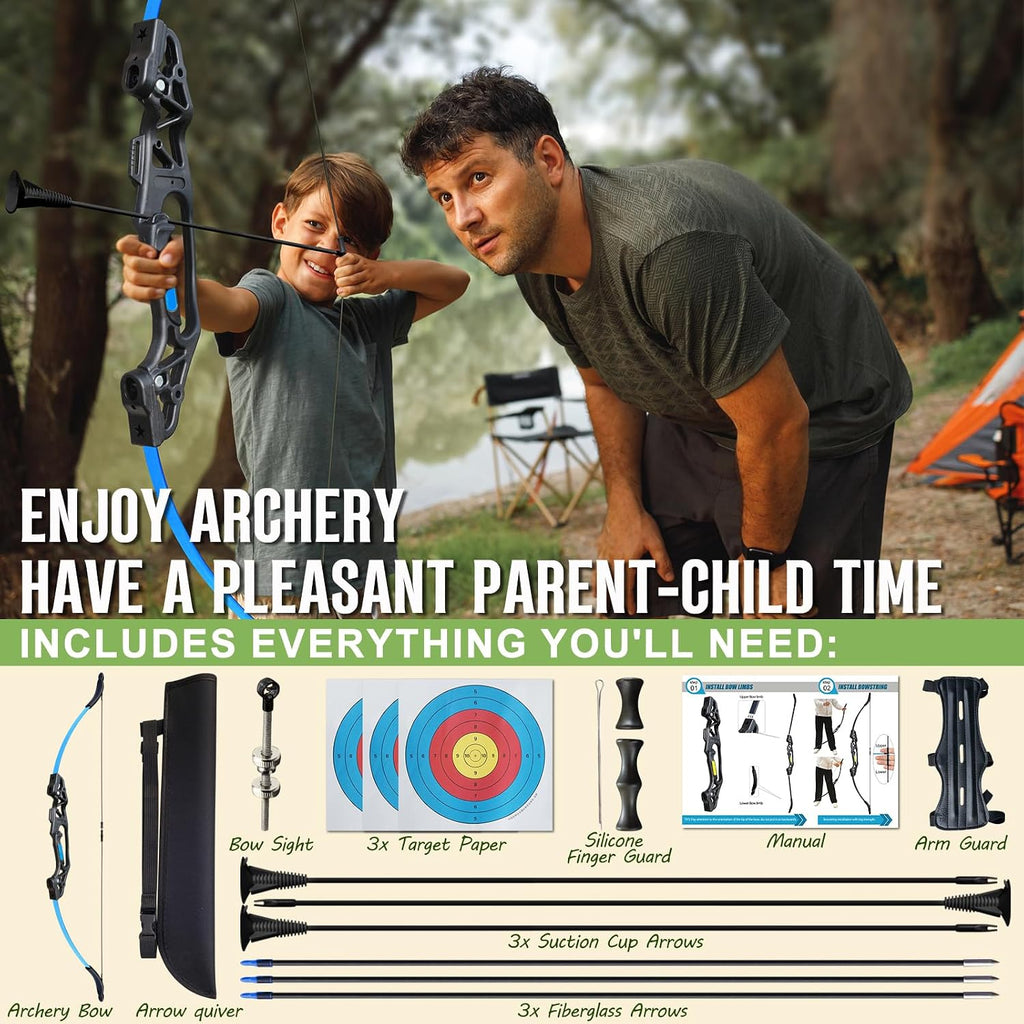 Bow and Arrow Set for Adults Beginners,18lbs Archery Set Recurve Bow Right Hand,Upgraded Archery Bows with 6 Arrows