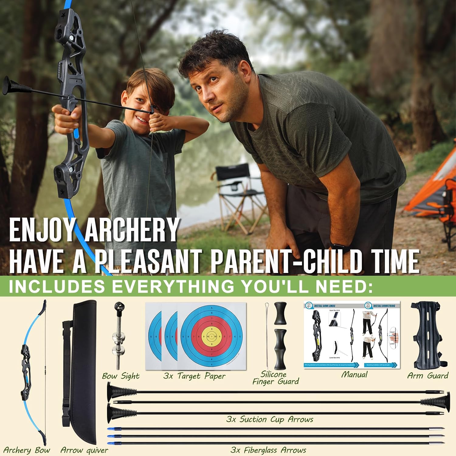 Bow and Arrow Set for Adults Beginners,18lbs Archery Set Recurve Bow Right Hand,Upgraded Archery Bows with 6 Arrows