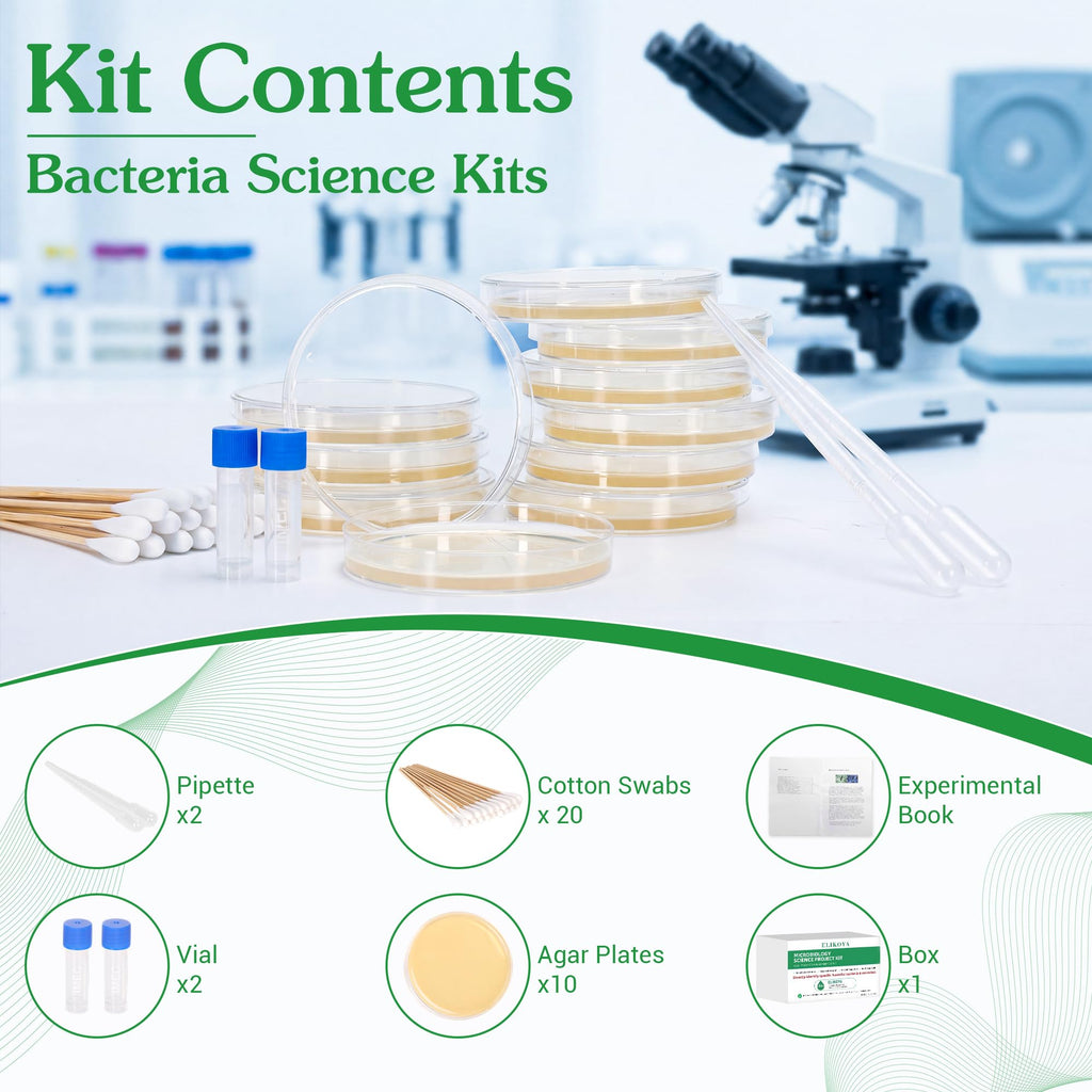 Nutrient Agar Petri Dishes Science Project Kit | Pre-Poured Agar Plates and Cotton Swabs for Science Experiments |