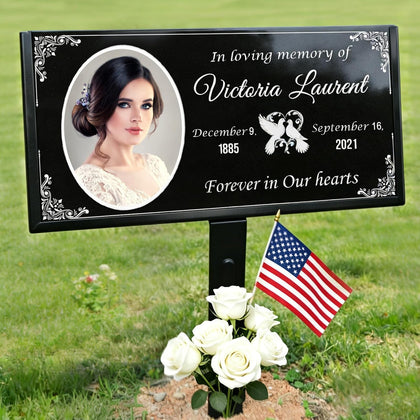 Headstones for Graves, Personalized Granite Memorial Stone,Grave Markers for Cemetery for Humans,Memorial Plaque for