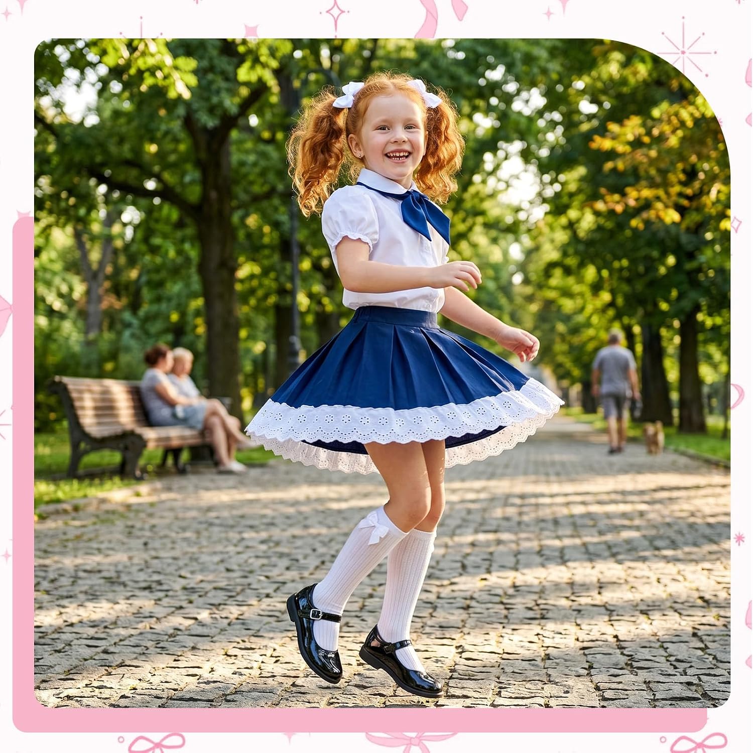 4 Pairs Girls Bow Knee High Socks Girls School Socks, 4-12 Years | Multicolor Choice with Cute Bow for Girls' School
