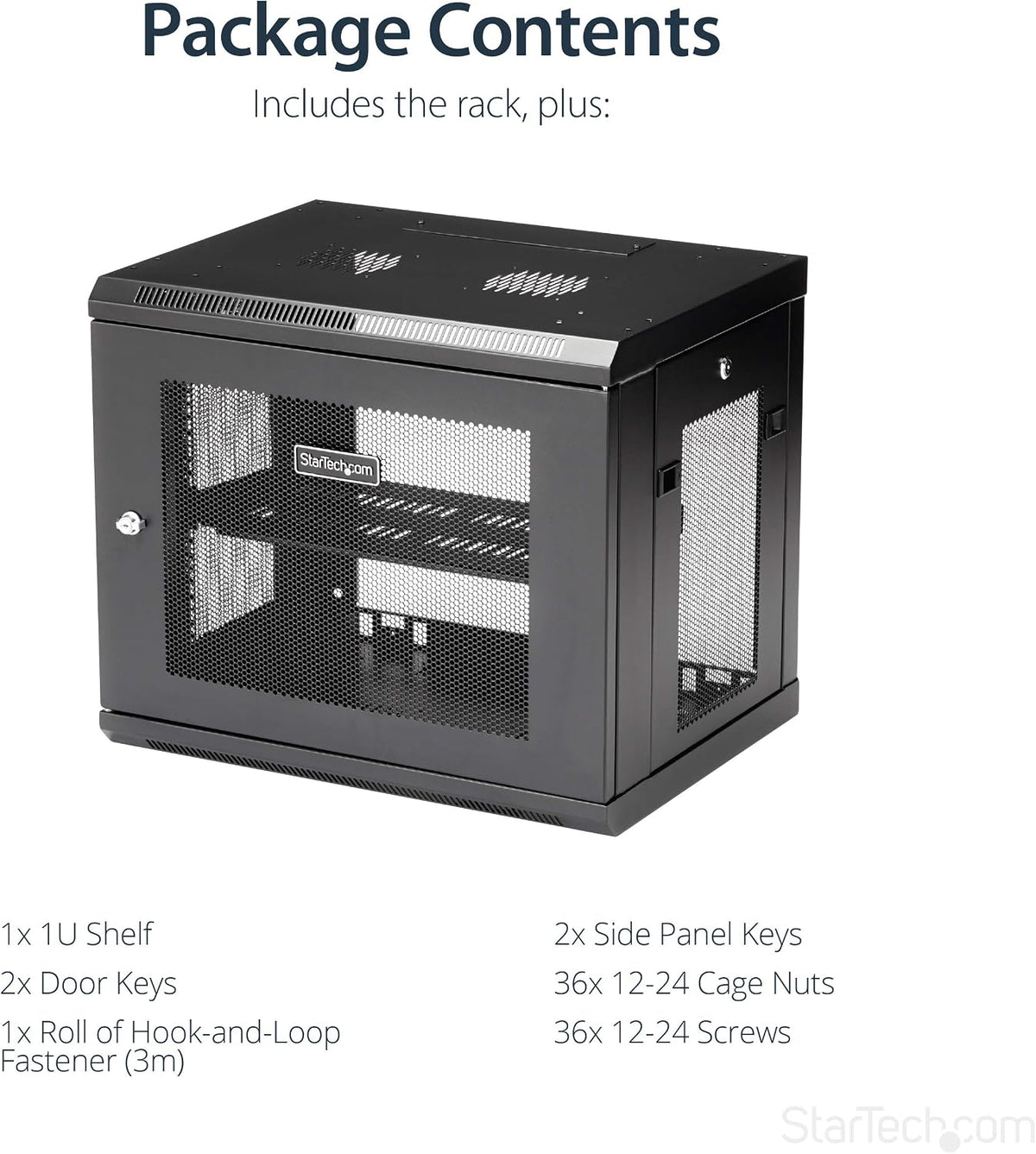 StarTech 9U Wall-Mount Cabinet, 19in, 2-Post, 15in Deep, 198lb (RK9WALM)