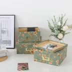 Decorative Storage Boxes with Lids, Set of 3, Botanical Sage