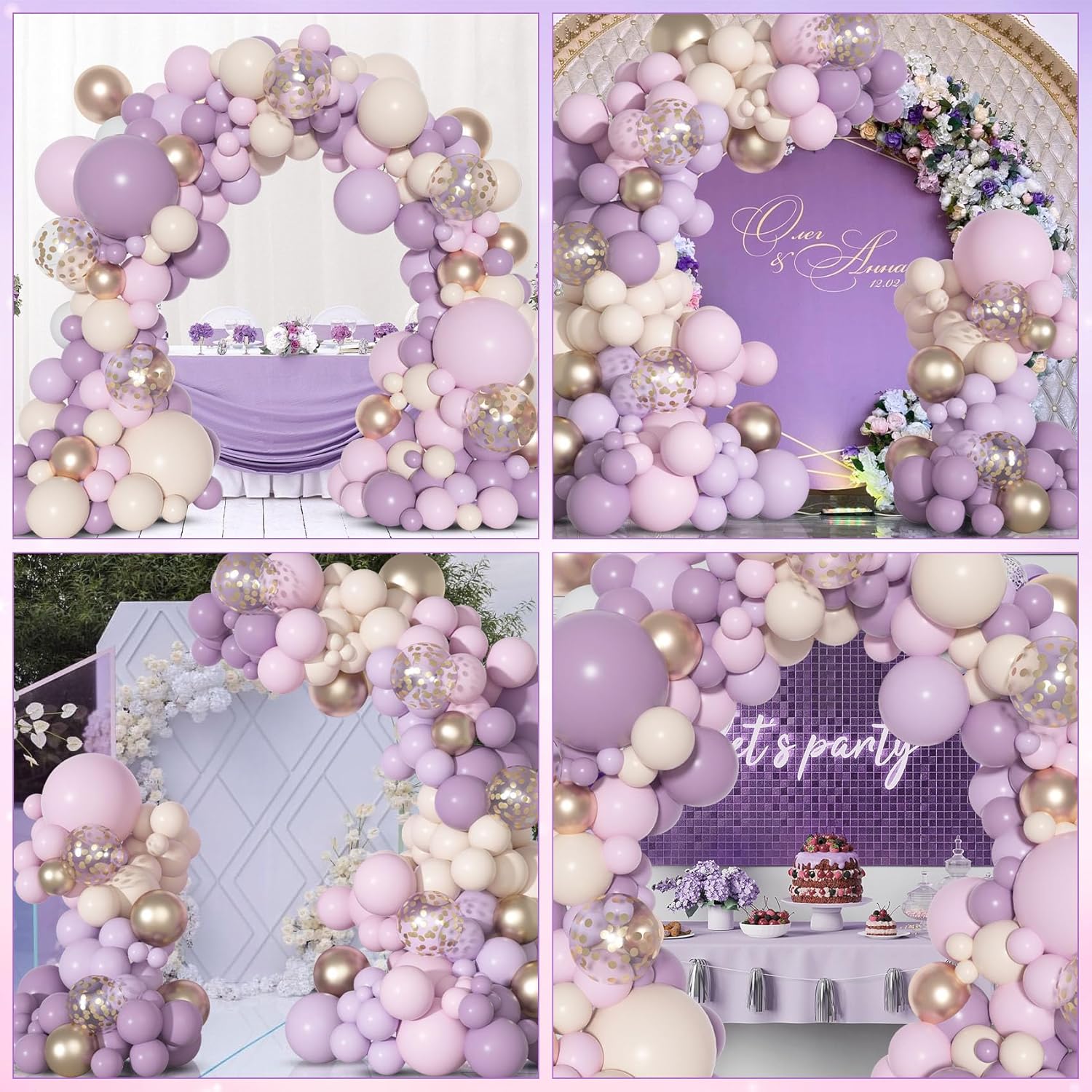 Dusty Purple Balloon Arch Garland Kit, Different Sizes 18 12 10 5Inch Purple Pink Lavender Sand Rose Gold Metal