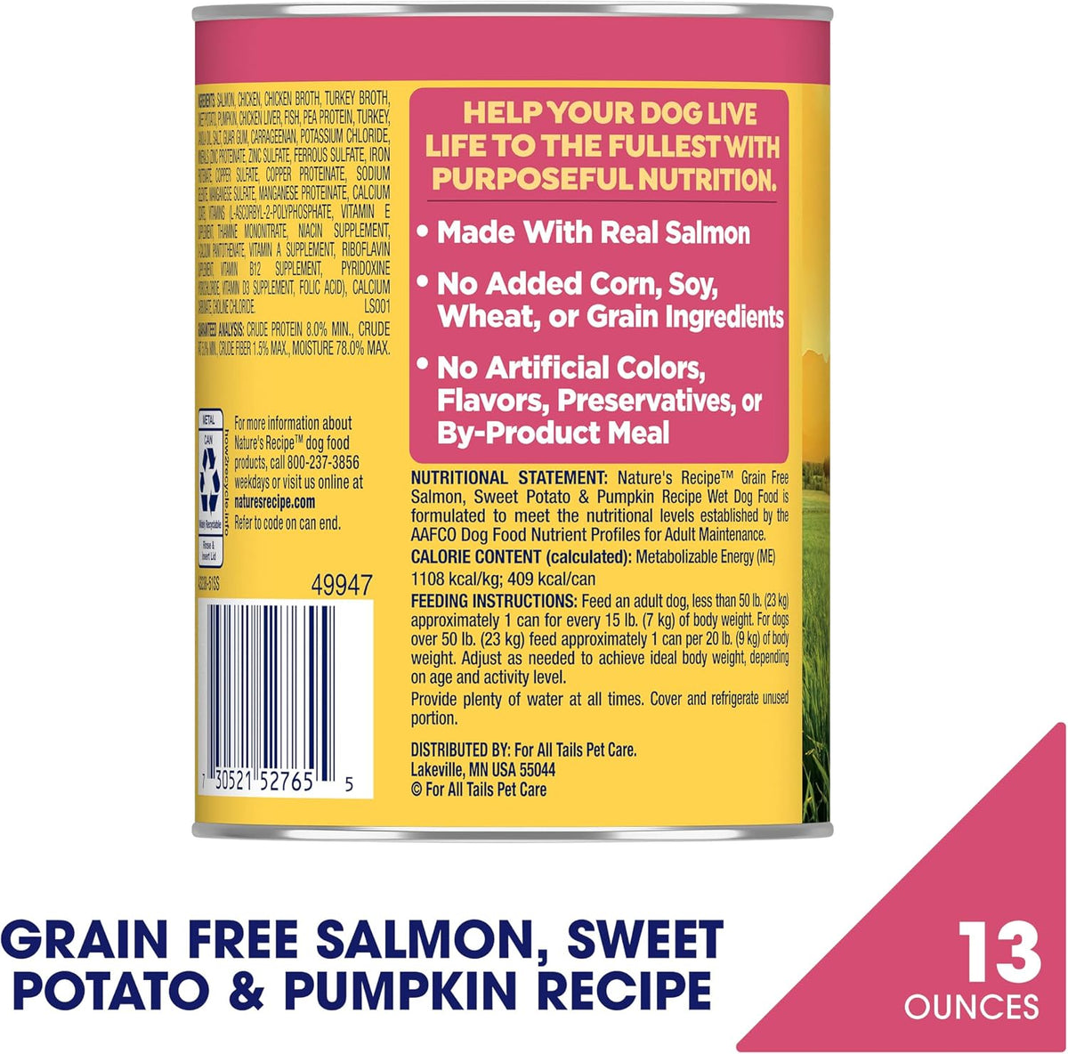 Grain Free Salmon Wet Dog Food, 13 oz. Can (Pack of 12)