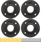 Floor Flange - 1-1/4" Malleable Iron Pipe Fittings, 4 Threaded Holes, Vintage Style for DIY, 4 Pack