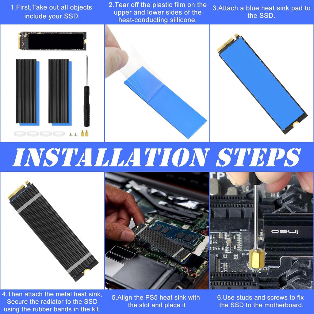 2pcs M.2 SSD Heatsink 2280 SSD NVMe Heat Sink