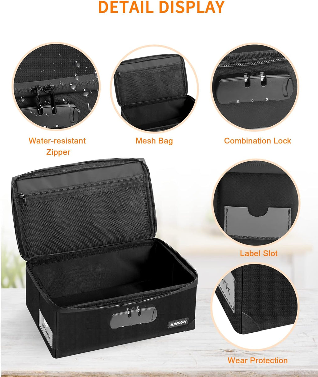 Index Card Holder with 48 Pieces 3x5 Inch Index Card Dividers | Collapsible Fireproof Index Card Box with Lock fits