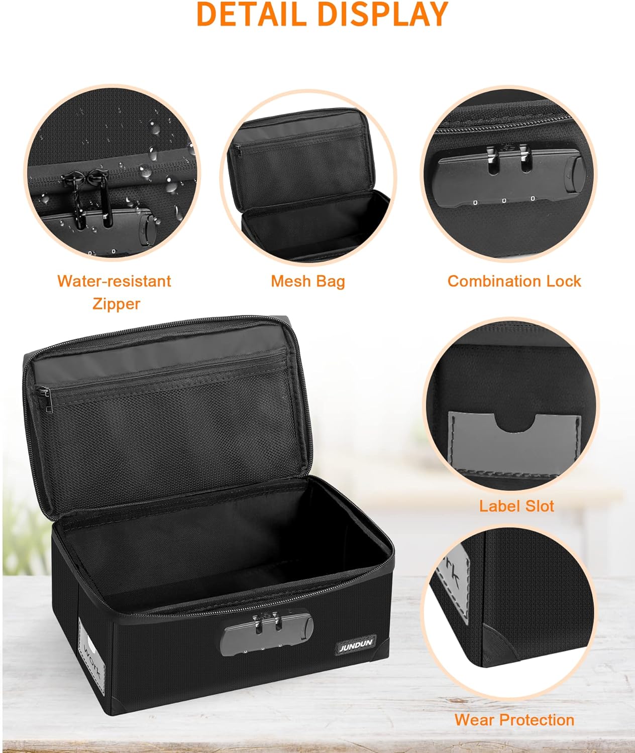Index Card Holder with 48 Pieces 3x5 Inch Index Card Dividers | Collapsible Fireproof Index Card Box with Lock fits