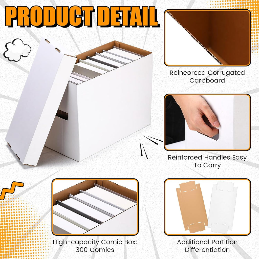 7 Pack Comic Book Storage Boxes, Holds 150-175 Comics