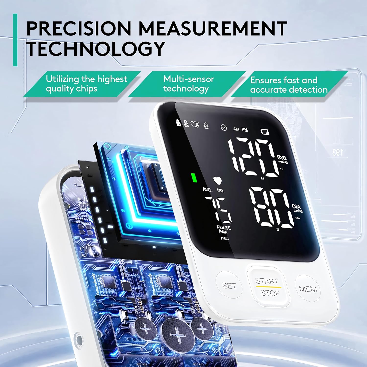 FDA Cleared Blood Pressure Monitor Upper Arm BP Machine for Home Use | Clinical Accuracy, 2x120 Memory, Large LED