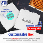12” x 12” x 2” White Pizza Boxes (10 Pack) - Sturdy B-Flute Corrugated Cardboard Medium Pizza Box - Professional