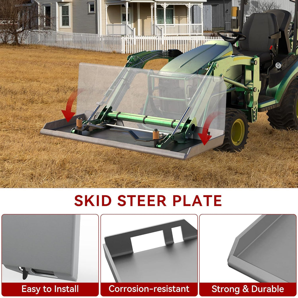 1/2" Skid Steer Mount Plate Attachment for Kubota, Bobcat Tractor | Universal Quick Attach, Heavy Duty 50 Steel, Weld