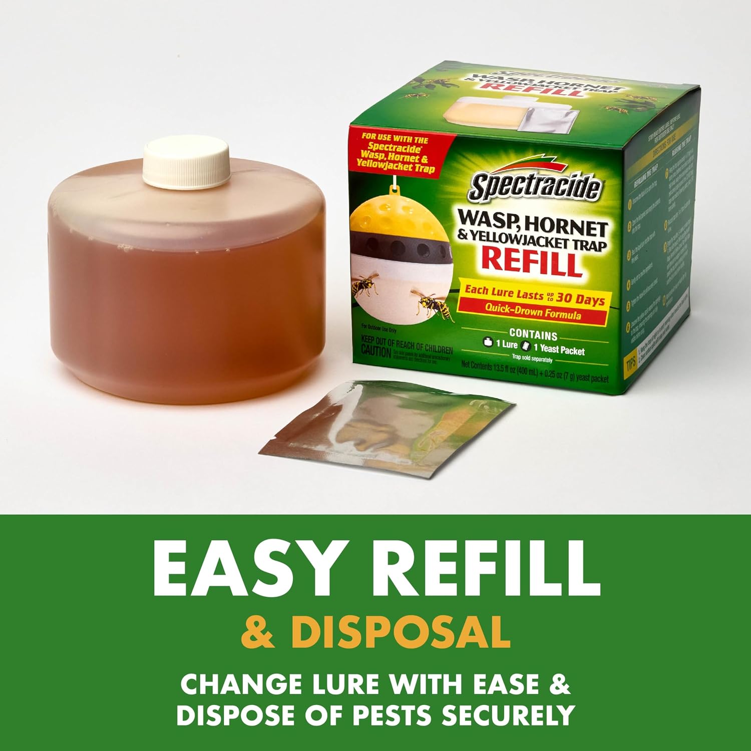 Wasp, Hornet & Yellowjacket Trap Refill, 1 Count | Quick-Drown Formula, Lure Refill Lasts Up To 30 Days, Fast Acting