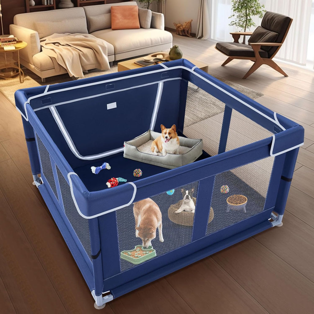 42x42 Inches Puppy Playpen with Gate, Dog Playpen for Puppies or Small Dogs, DogFence Pet Playpen for Indoor &