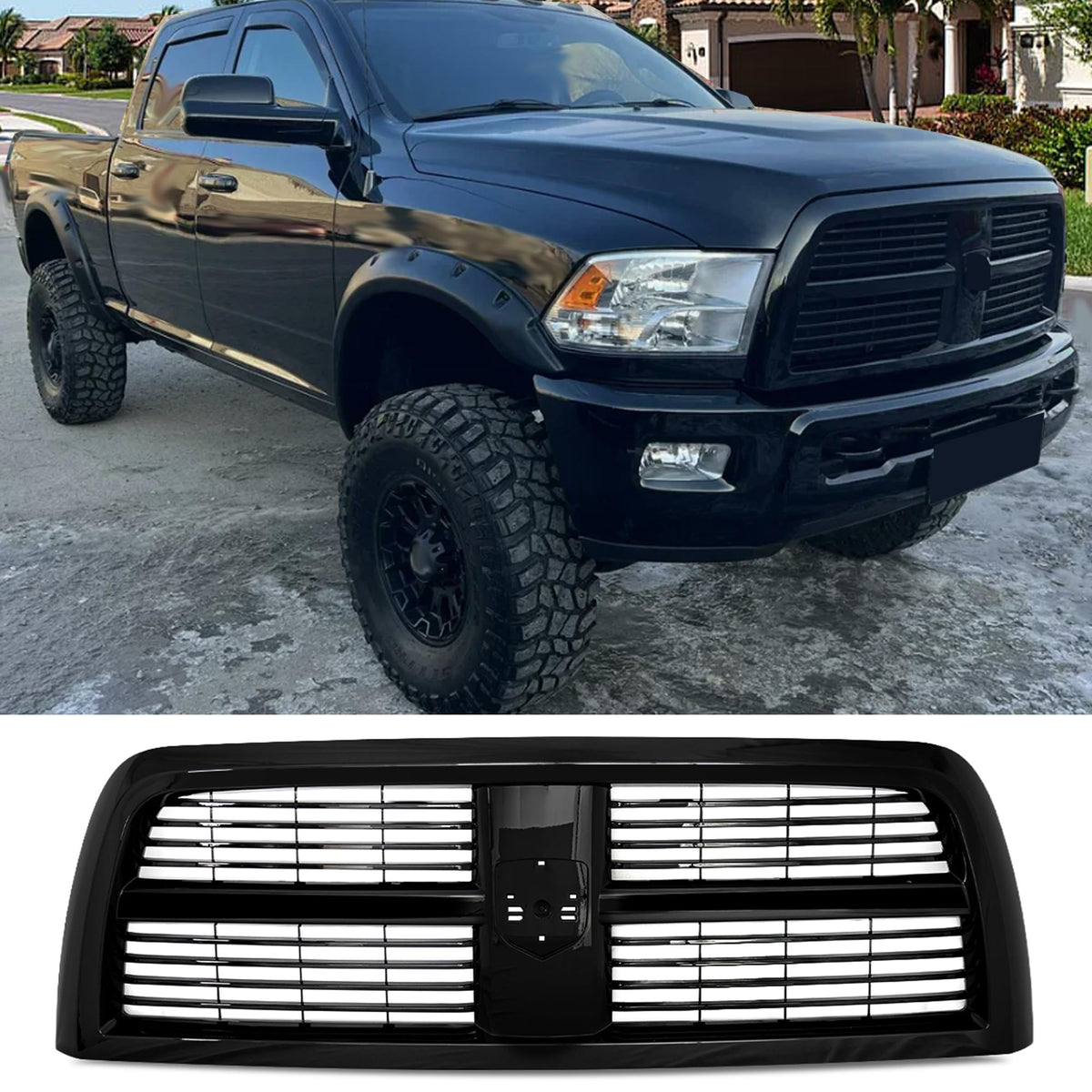 MIC Front Grille Assembly Compatible with 2010-2012 Dodge Ram 2500 3500