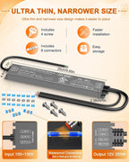 12V Dimmable LED Driver 200W,UL Listed 5-in-1 Triac/MLV/0-10V/PWM