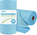 Microfiber Cleaning Cloth Roll, Blue Shop Towels 55 Sheets Washable, Microfiber Towels for Cars, Blue Rags Reusable